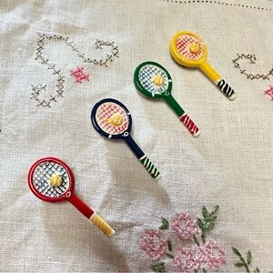 Vintage Tennis Racket Button Covers – Set of 4